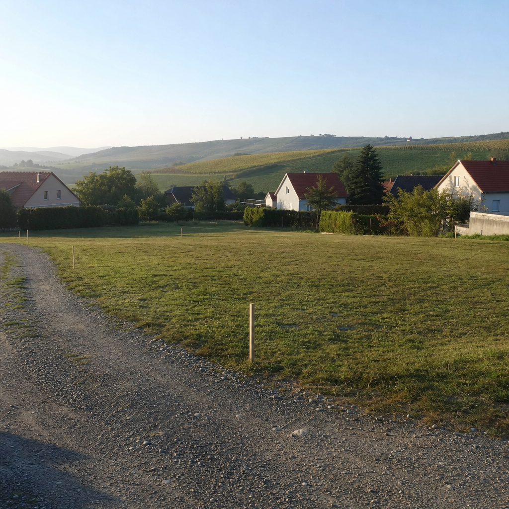 Baugrundstück am Ortsrand von Mistelbach im Weinviertel mit Weinbergen im Hintergrund