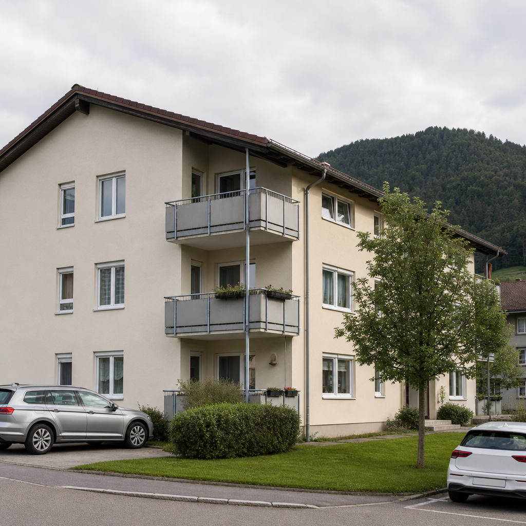 Wohnhaus mit Eigentumswohnungen und Balkonen in Neunkirchen, Niederösterreich